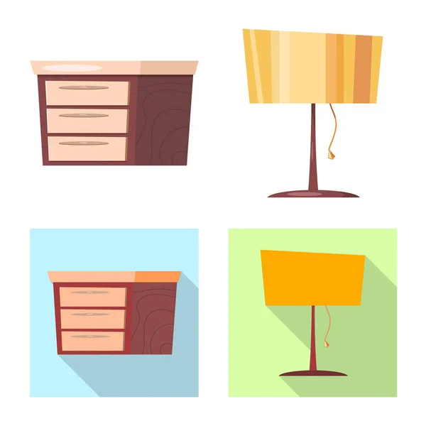 Vektorillustration von Möbeln und Wohnungsschildern. Sammlung von Möbeln und Home Stock Symbol für das Web. — Stockvektor