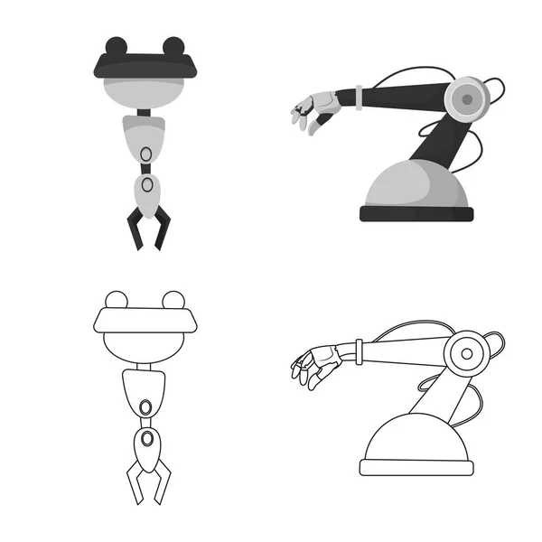 Vektorillustration av roboten och fabriken logotyp. Uppsättning av roboten och utrymme lager vektorillustration. — Stock vektor