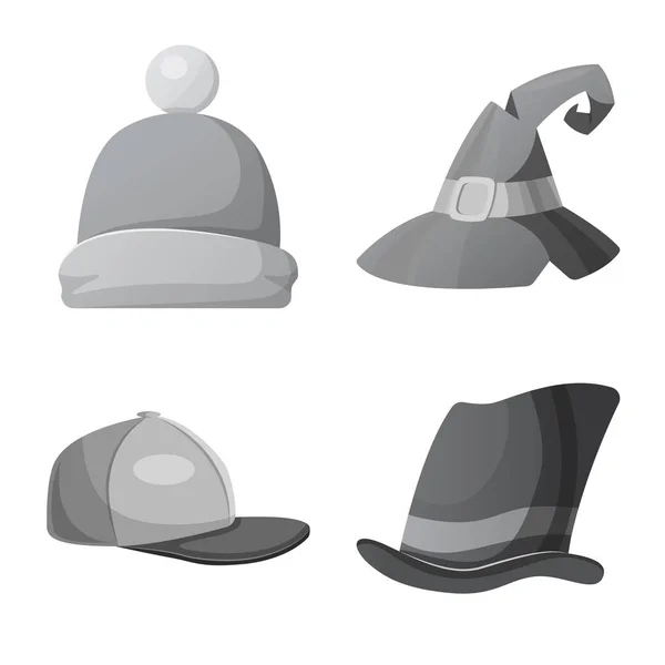 Ilustración vectorial de la marca de sombreros y gorras. Conjunto de sombreros y sombreros símbolo de stock para web . — Vector de stock