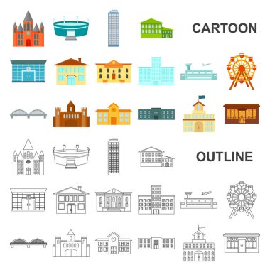 Set koleksiyonu tasarım için bina onarım karikatür simgeler. Sembol stok web illüstrasyon vektör yapı malzemesi ve araçları.