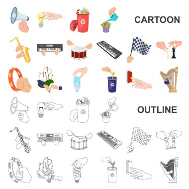 Manipülasyon ellerinizle karikatür set koleksiyonu tasarım için simgeler. El hareketi vektör simge stok web çizim.