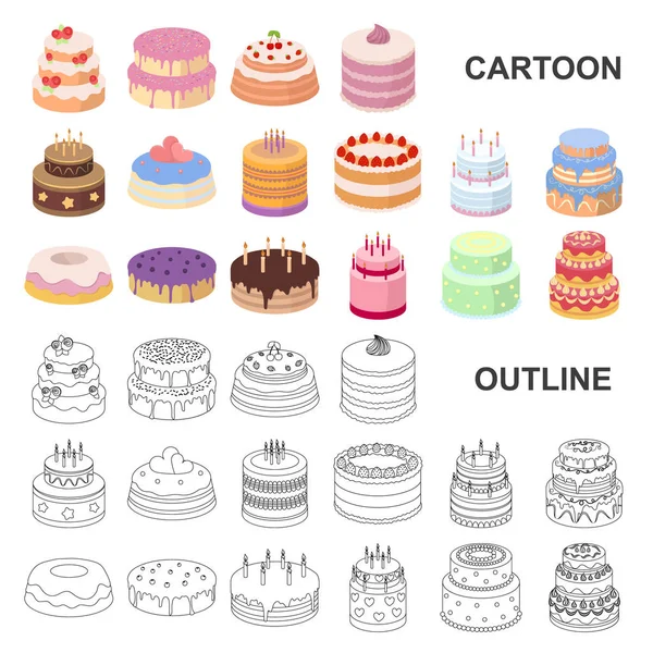 Gâteau et dessert icônes de dessin animé dans la collection ensemble pour le design. Gâteau de vacances vecteur symbole stock web illustration . — Image vectorielle