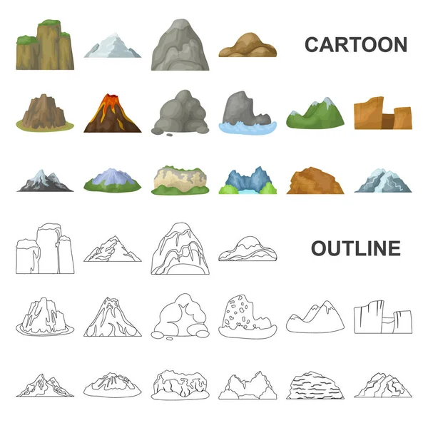 Inne góry kreskówka ikony w kolekcja zestaw do projektowania. Góry i krajobraz symbol web czas ilustracja wektorowa. — Wektor stockowy