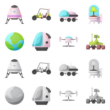 Mars ve yer işareti yalıtılmış nesne. Mars ve dünya hisse senedi vektör çizim koleksiyonu.