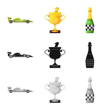 Bir araba ve ralli işaret tasarım vektör. Araba ve yarış hisse senedi vektör çizim topluluğu.