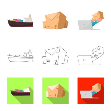 Eşya ve kargo simge vektör tasarımı. Ürünler ve web için ambar hisse senedi simgesi.