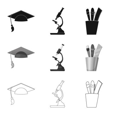 Eğitim ve öğrenme işareti vektör tasarımı. Eğitim ve okul vektör simgesini hissenin koleksiyonu.