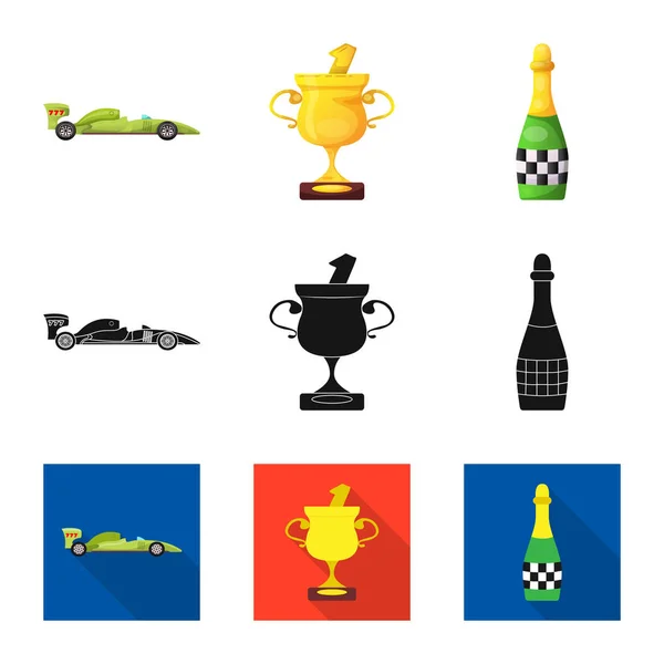 Vectorillustratie van auto en rally logo. Set van auto en race voorraad vectorillustratie. — Stockvector