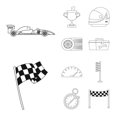 Araba ve ralli logosu yalıtılmış nesne. Araba ve yarış vektör simgesini hissenin topluluğu.