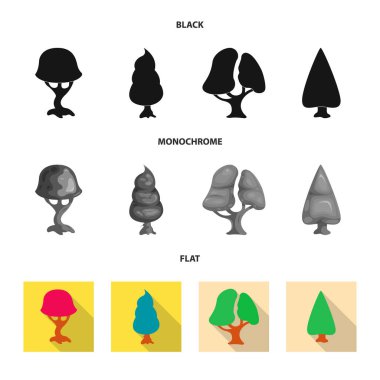 Ağaç ve doğa logo vektör Illustration. Ağaç ve taç hisse senedi vektör çizim seti.