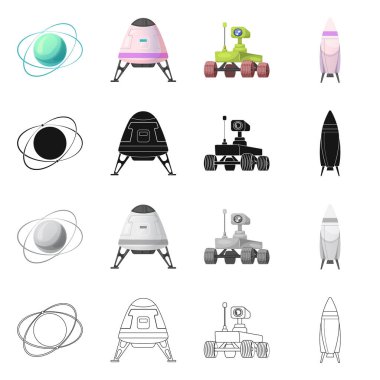 Mars ve uzay simge yalıtılmış nesne. Mars ve dünya hisse senedi vektör çizim.