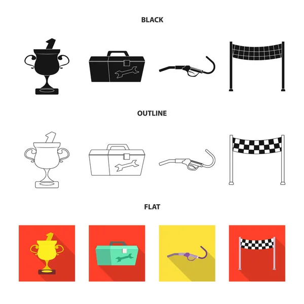 Векторні ілюстрації автомобіля і знак ралі. Набір символів автомобіля та гонки для Інтернету . — стоковий вектор