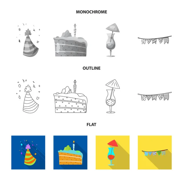 Векторна ілюстрація символу вечірки та дня народження. Набір вечірок і урочистостей Векторні ілюстрації . — стоковий вектор