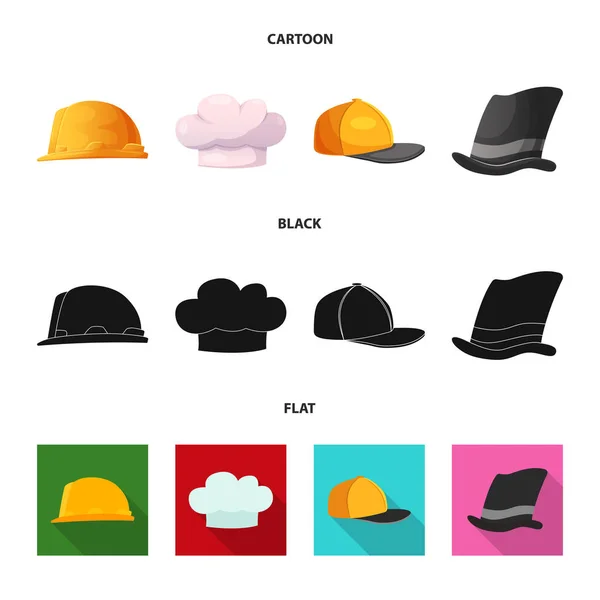 Projeto vetorial de chapelaria e logotipo da tampa. Conjunto de chapéus e acessórios símbolo de estoque para web . — Vetor de Stock