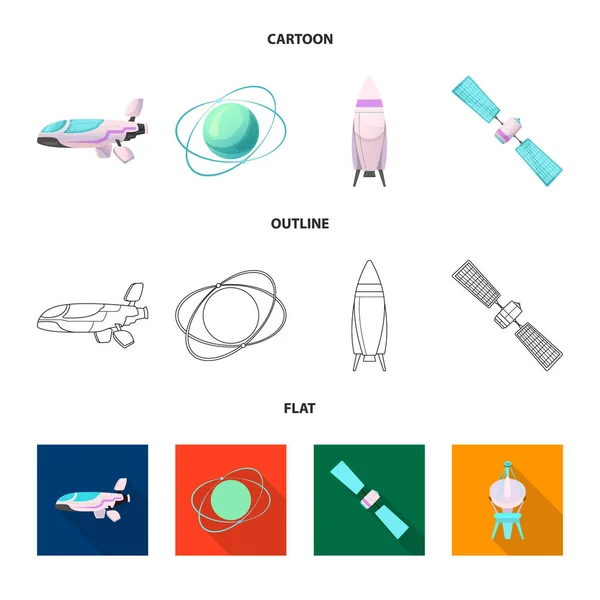 Illustrazione vettoriale di marte e simbolo spaziale. Set di marte e pianeta stock symbol per il web . — Vettoriale Stock