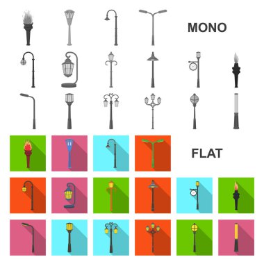 Lamba set koleksiyonu tasarım için düz simgeler sonrası. Fener ve vektör simge stok web çizim ışık.