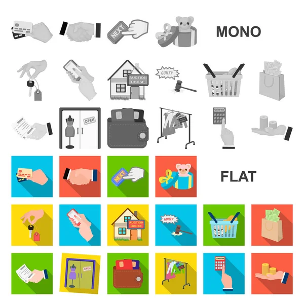 E-commerce e ícones de negócios planos em coleção de conjuntos para design. Compra e venda de símbolo vetorial ilustração web . — Vetor de Stock