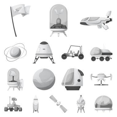 Mars ve uzay logo vektör Illustration. Mars ve gezegen vektör simgesini hissenin koleksiyonu.