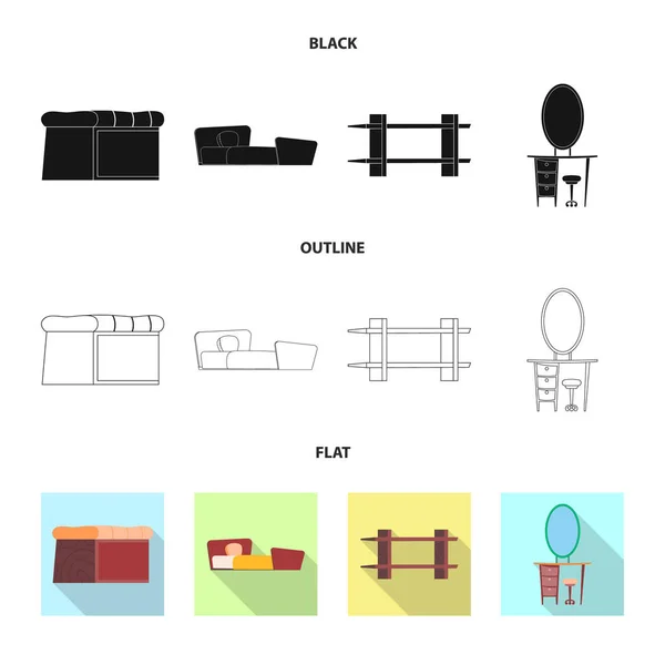 Diseño vectorial de muebles y logotipo del apartamento. Conjunto de muebles y el hogar vector de la ilustración . — Archivo Imágenes Vectoriales