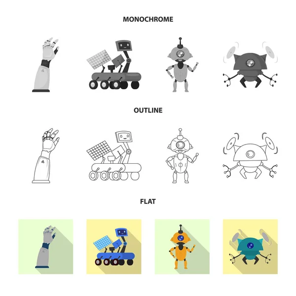 Ilustración vectorial de robot y símbolo de fábrica. Colección de robot y vector espacial icono para stock . — Archivo Imágenes Vectoriales