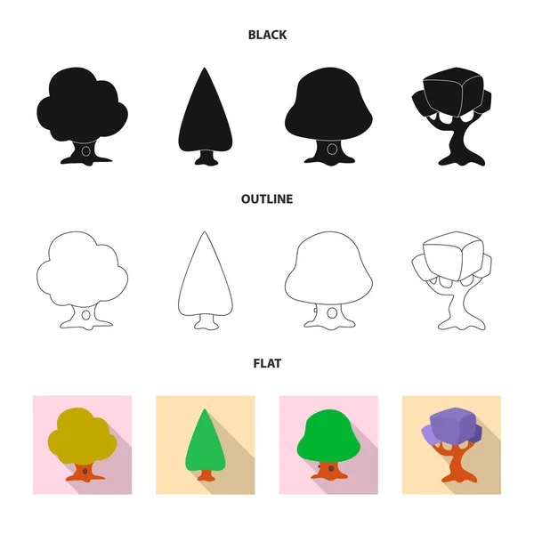 Geïsoleerde object van boom en natuur teken. Set van boom en kroon vector pictogram voor voorraad. — Stockvector