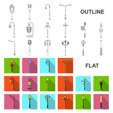 Lamba set koleksiyonu tasarım için düz simgeler sonrası. Fener ve vektör simge stok web çizim ışık.