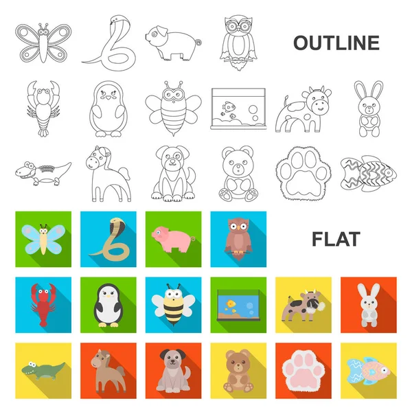 Een onrealistisch plat dierlijke pictogrammen in set collectie voor design. Speelgoed dieren vector symbool voorraad web illustratie. — Stockvector