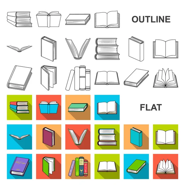 Libro en los iconos planos de encuadernación en colección de conjuntos para el diseño. Productos impresos vector símbolo stock web ilustración . — Vector de stock