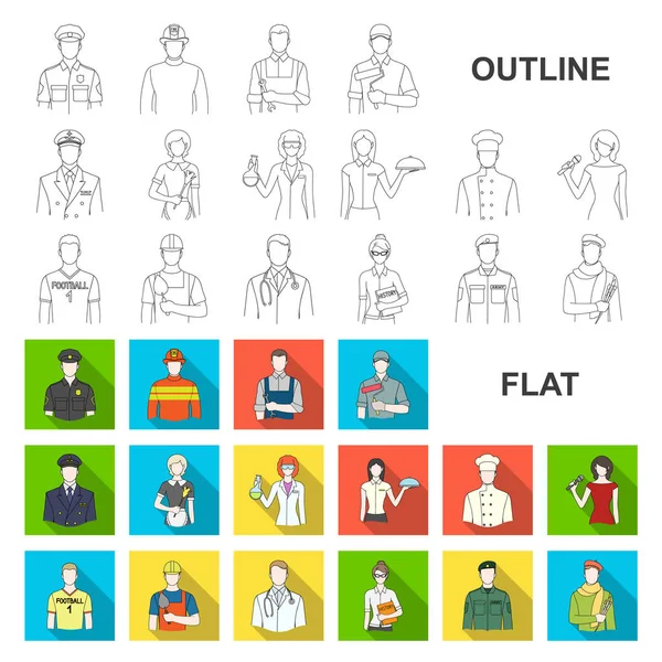 People of different professions flat icons in set collection for design. Worker and specialist vector symbol stock web illustration.