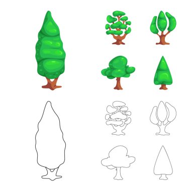 Ağaç ve doğa simge vektör Illustration. Ağaç ve taç hisse senedi vektör çizim topluluğu.
