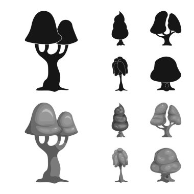 Ağaç ve doğa logo vektör Illustration. Web için ağaç ve taç hisse senedi simgesi kümesi.