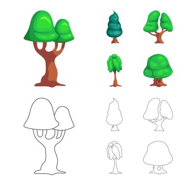 Ağaç ve doğa simge vektör Illustration. Ağaç ve taç hisse senedi simgesi için web topluluğu.