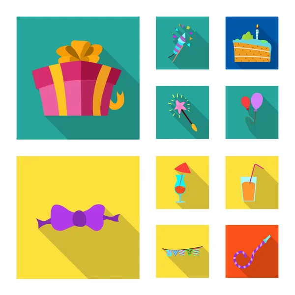 Ilustração vetorial de festa e logotipo de aniversário. Conjunto de festa e celebração símbolo de estoque para web . —  Vetores de Stock