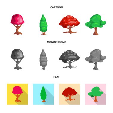 Ağaç ve doğa işaret yalıtılmış nesne. Hisse senedi için ağaç ve taç vektör simge kümesi.
