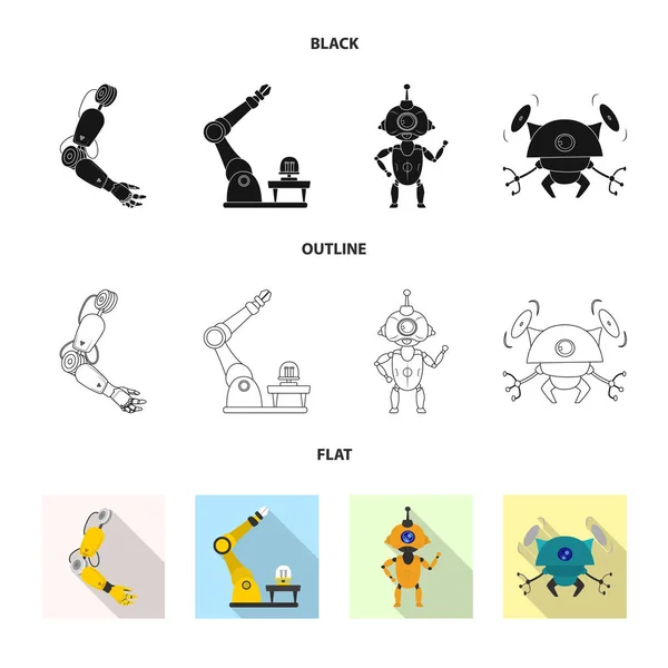 Απομονωμένο αντικείμενο του ρομπότ και εργοστάσιο εικονίδιο. Σύνολο των εικονίδιο διάνυσμα ρομπότ και χώρο για το απόθεμα. — Διανυσματικό Αρχείο
