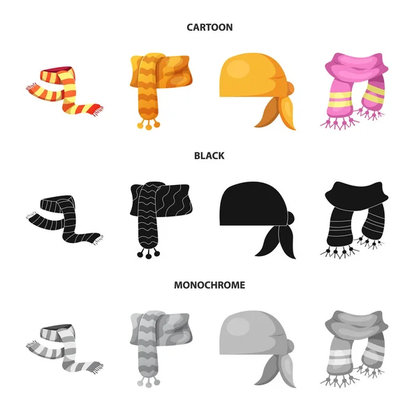 Ilustración vectorial del logotipo de bufanda y chal. Conjunto de bufanda y accesorio stock vector ilustración . — Vector de stock