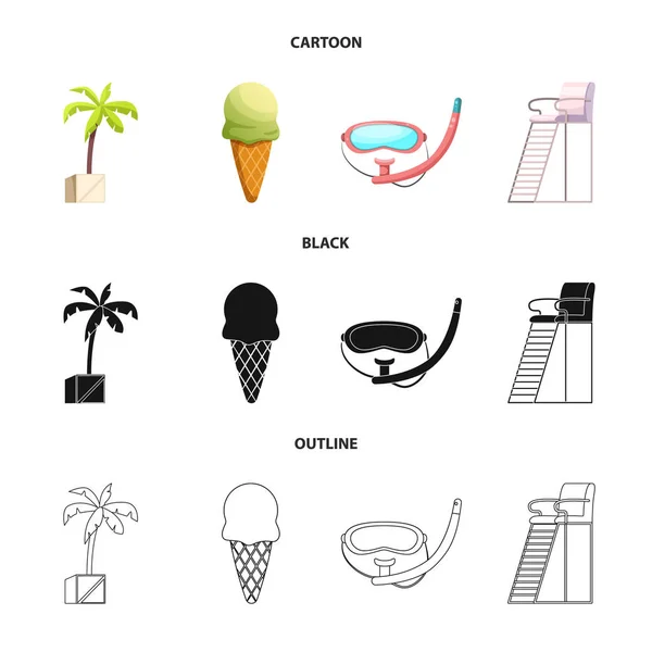 Ilustración vectorial de piscina y logotipo de natación. Colección de piscina e icono de vector de actividad para stock . — Vector de stock