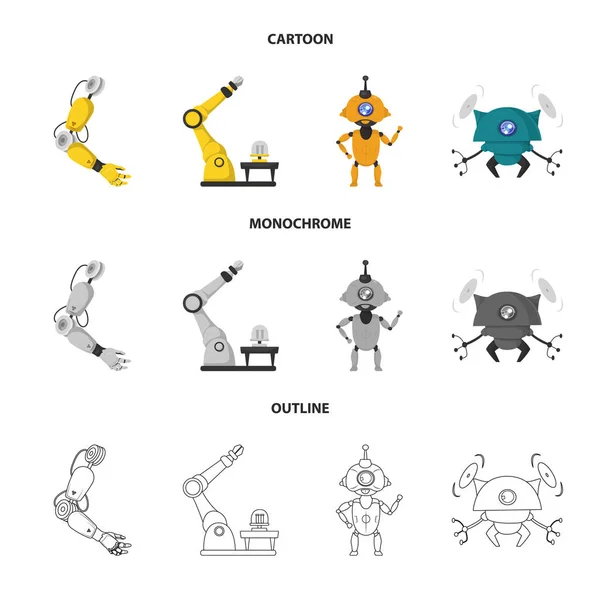 Векторное проектирование робота и логотипа завода. Коллекция иконки робота и космического вектора для склада . — стоковый вектор