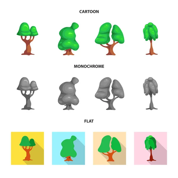 树和自然符号的孤立对象。网页的树和皇冠股票符号集. — 图库矢量图片