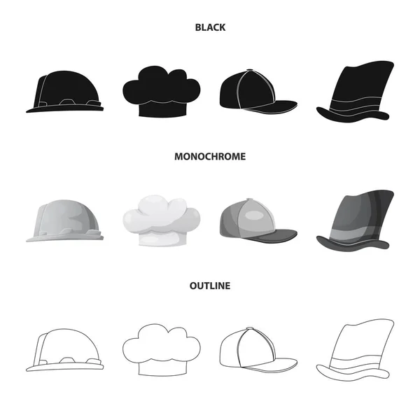 Ilustração vetorial de chapéus e logótipo de boné. Coleção de chapelaria e ícone de vetor acessório para estoque . —  Vetores de Stock