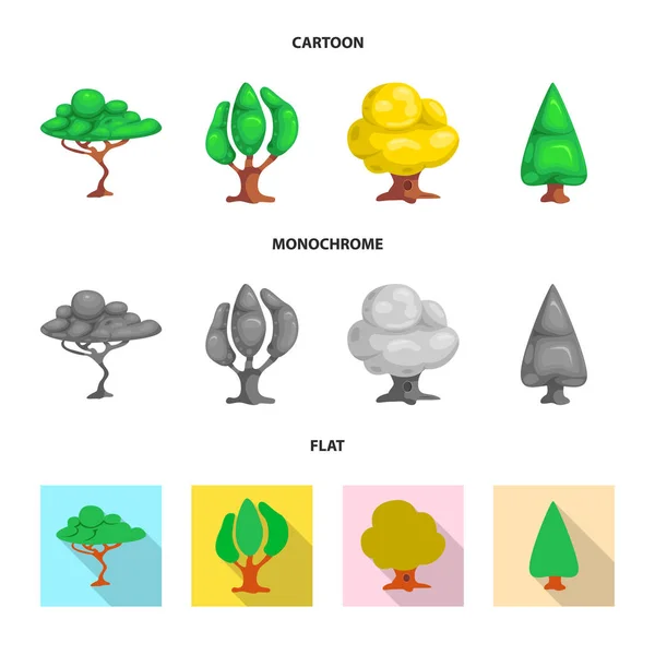 Ağaç ve doğa simge vektör Illustration. Ağaç ve taç hisse senedi vektör çizim topluluğu. — Stok Vektör
