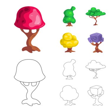 Ağaç ve doğa işareti vektör Illustration. Ağaç ve taç hisse senedi simgesi için web topluluğu.