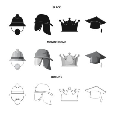 Şapkalar ve kap logo vektör Illustration. Şapkalar ve aksesuar hisse senedi vektör çizim koleksiyonu.