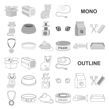 Set koleksiyonu tasarım için bir hayvan kedi monochrom simgeler. Bir kedi vektör simge stok web Gösterim amacıyla bakım.