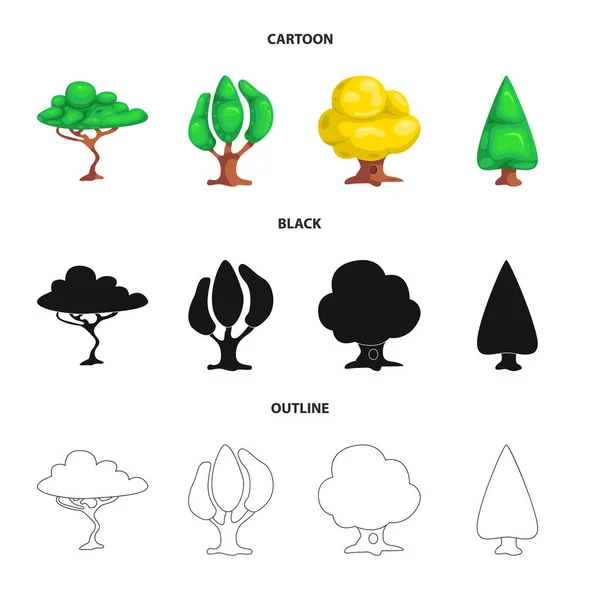 Objeto isolado de árvore e sinal de natureza. Conjunto de árvore e coroa símbolo de estoque para web . — Vetor de Stock