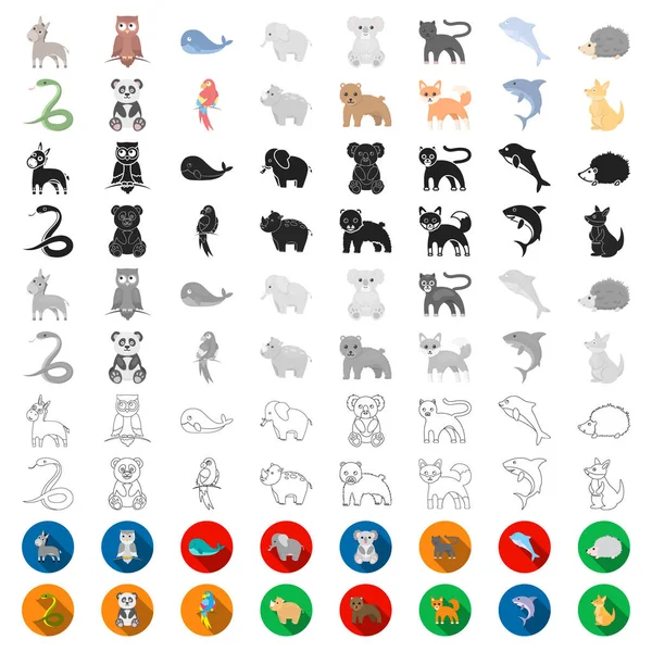 Iconos de dibujos animados de animales poco realistas en la colección de conjuntos para el diseño. Animales de juguete vector símbolo stock web ilustración . — Vector de stock