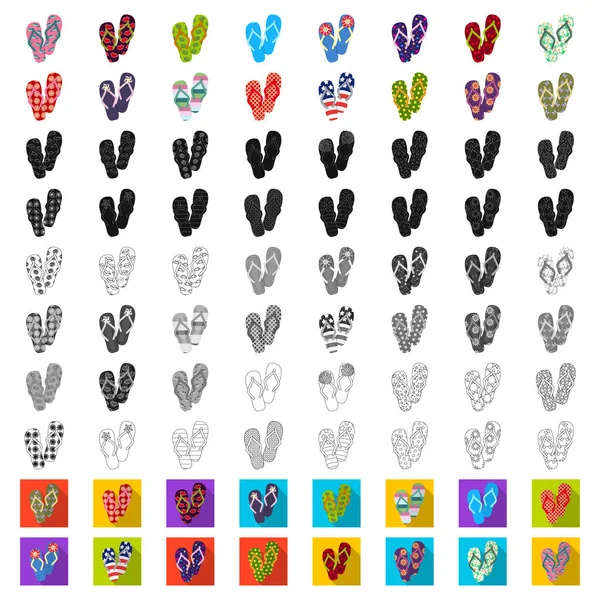 Chanclas iconos de dibujos animados en la colección de conjuntos para el diseño. Zapatos de playa vector símbolo stock web ilustración . — Vector de stock