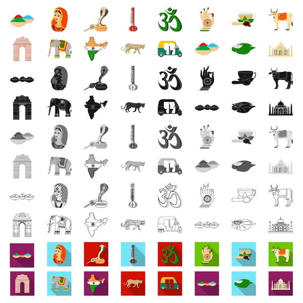 País de la India iconos de dibujos animados en la colección de conjuntos para design.India y símbolo de vector hito stock ilustración web . — Vector de stock