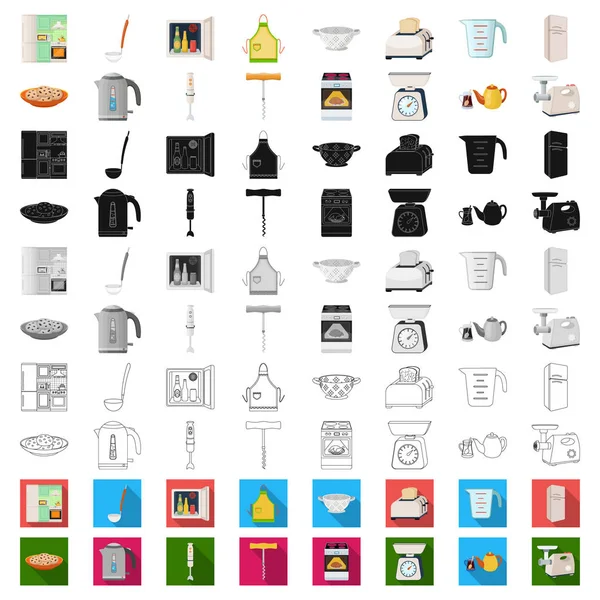 Equipo de cocina iconos de dibujos animados en la colección de conjuntos para el diseño. Cocina y accesorios vector símbolo stock web ilustración . — Vector de stock