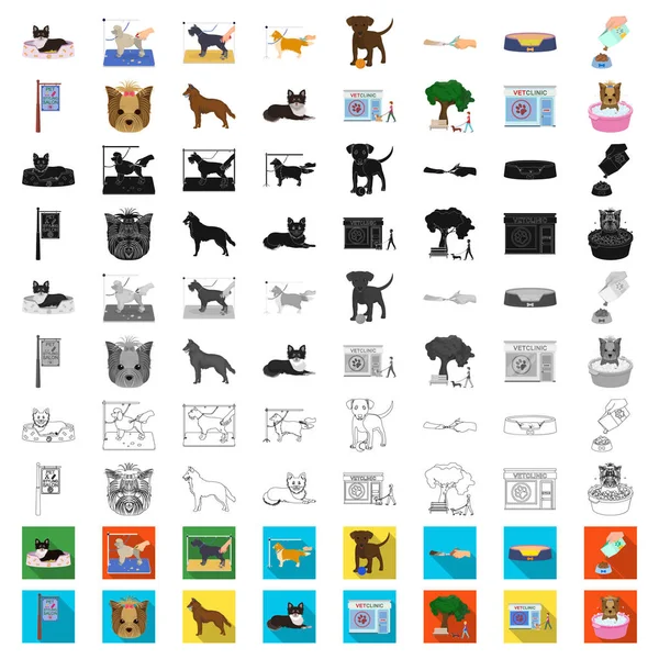 Cartoon-Ikonen für Haustiere in Set-Kollektion für Design. Pflege und Bildung Vektor Symbol Stock Web Illustration. — Stockvektor